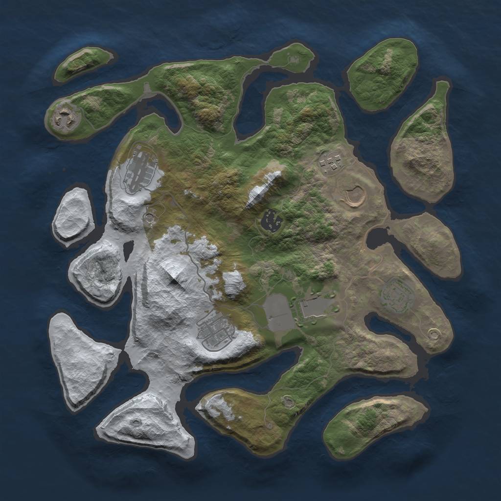 Rust Map: Barren, Size: 3500, Seed: 6133589, 11 Monuments
