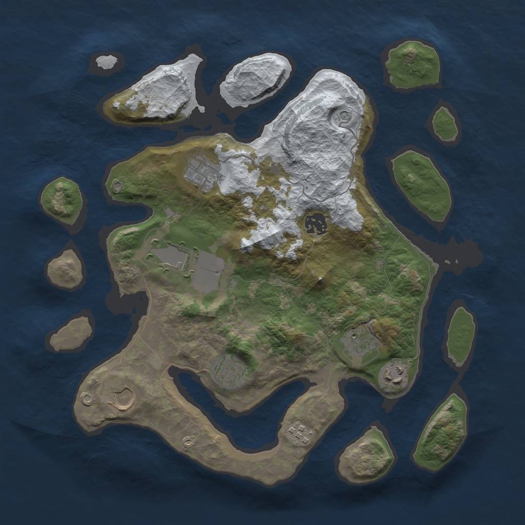Rust Map: Barren, Size: 3500, Seed: 2297269, 11 Monuments