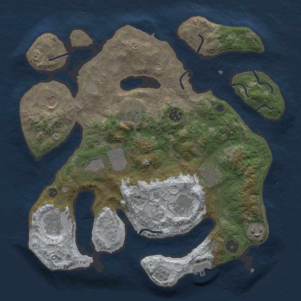 Rust Map: Procedural Map, Size: 3500, Seed: 5379765, 18 Monuments