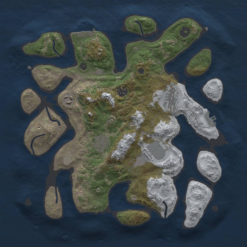 Rust Map: Procedural Map, Size: 3500, Seed: 6144422, 14 Monuments