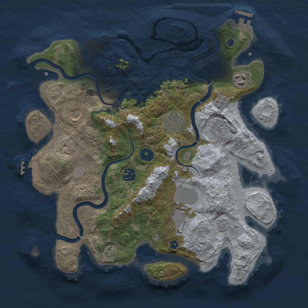 Rust Map: Procedural Map, Size: 3500, Seed: 6144422, 13 Monuments