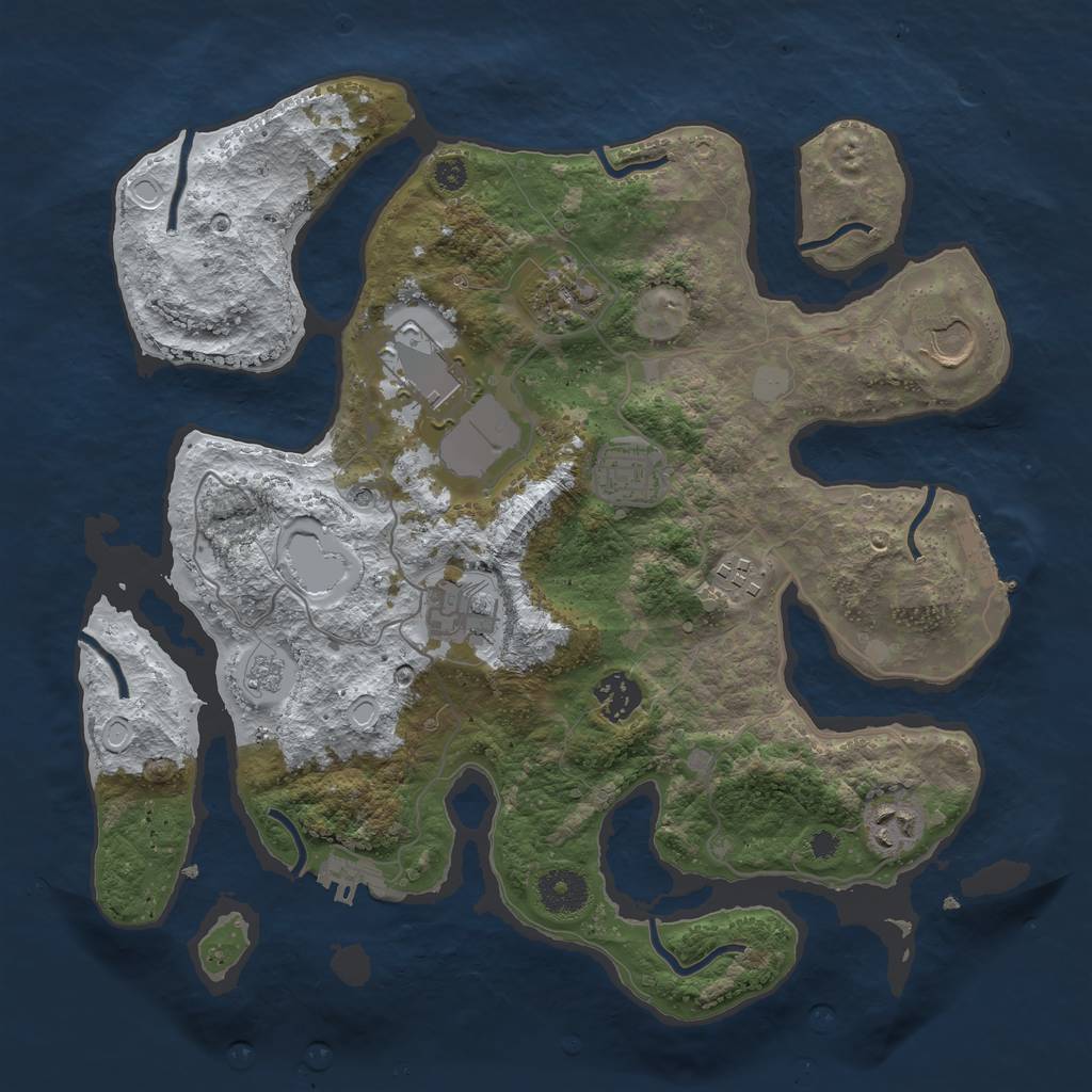 Rust Map: Procedural Map, Size: 3500, Seed: 3701265, 17 Monuments