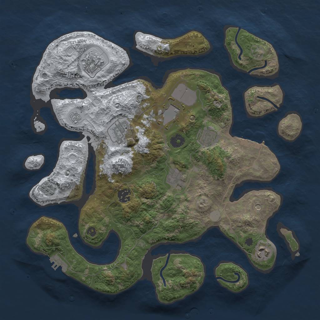 Rust Map: Procedural Map, Size: 3500, Seed: 2030377, 17 Monuments