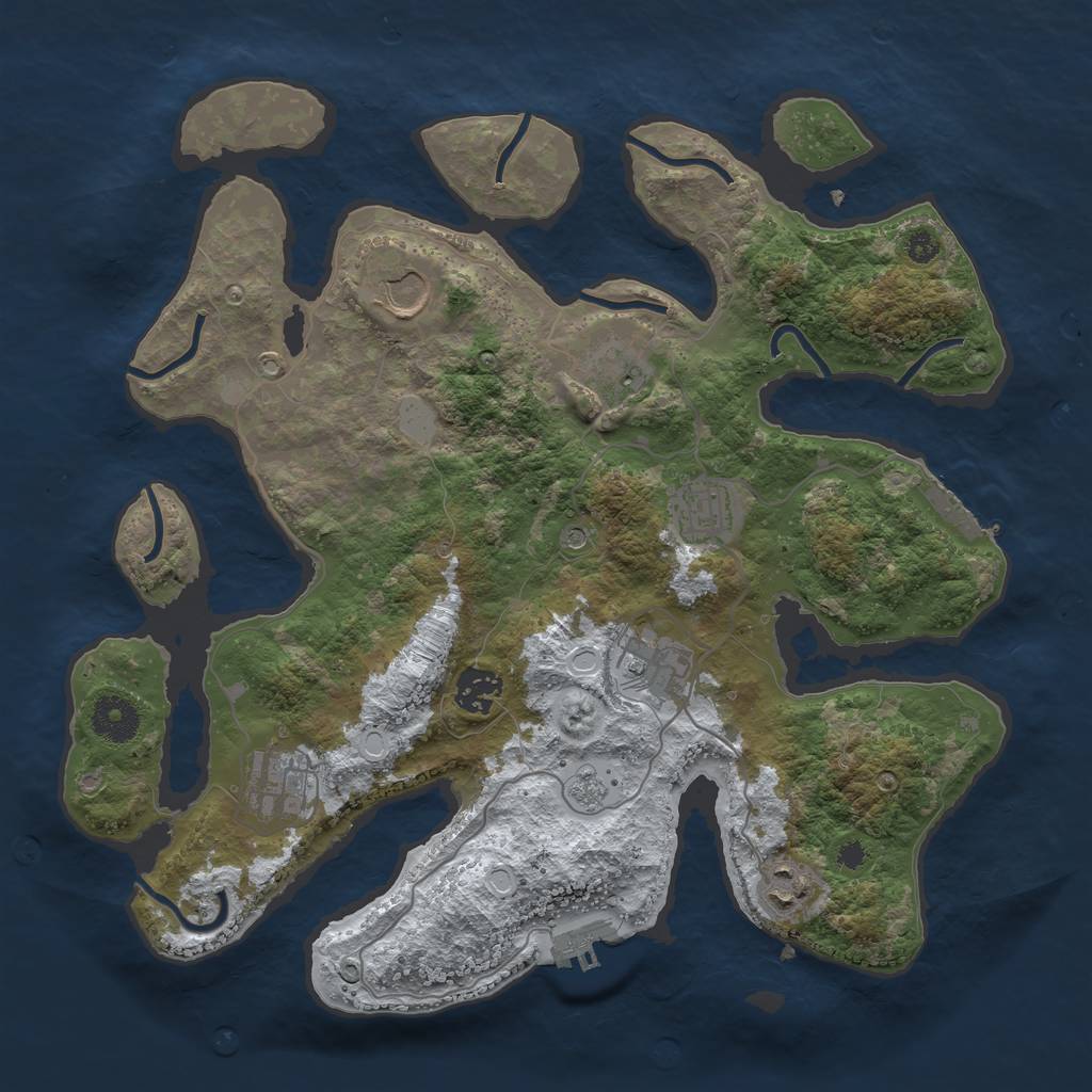 Rust Map: Procedural Map, Size: 3500, Seed: 722357, 16 Monuments