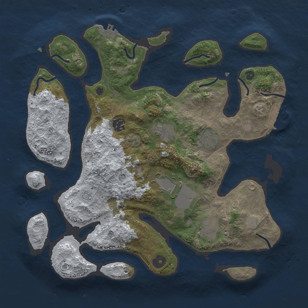 Rust Map: Procedural Map, Size: 3500, Seed: 909900, 14 Monuments