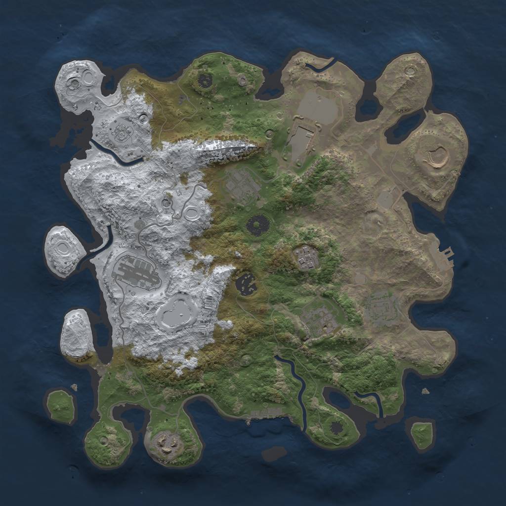 Rust Map: Procedural Map, Size: 3500, Seed: 4227370, 18 Monuments