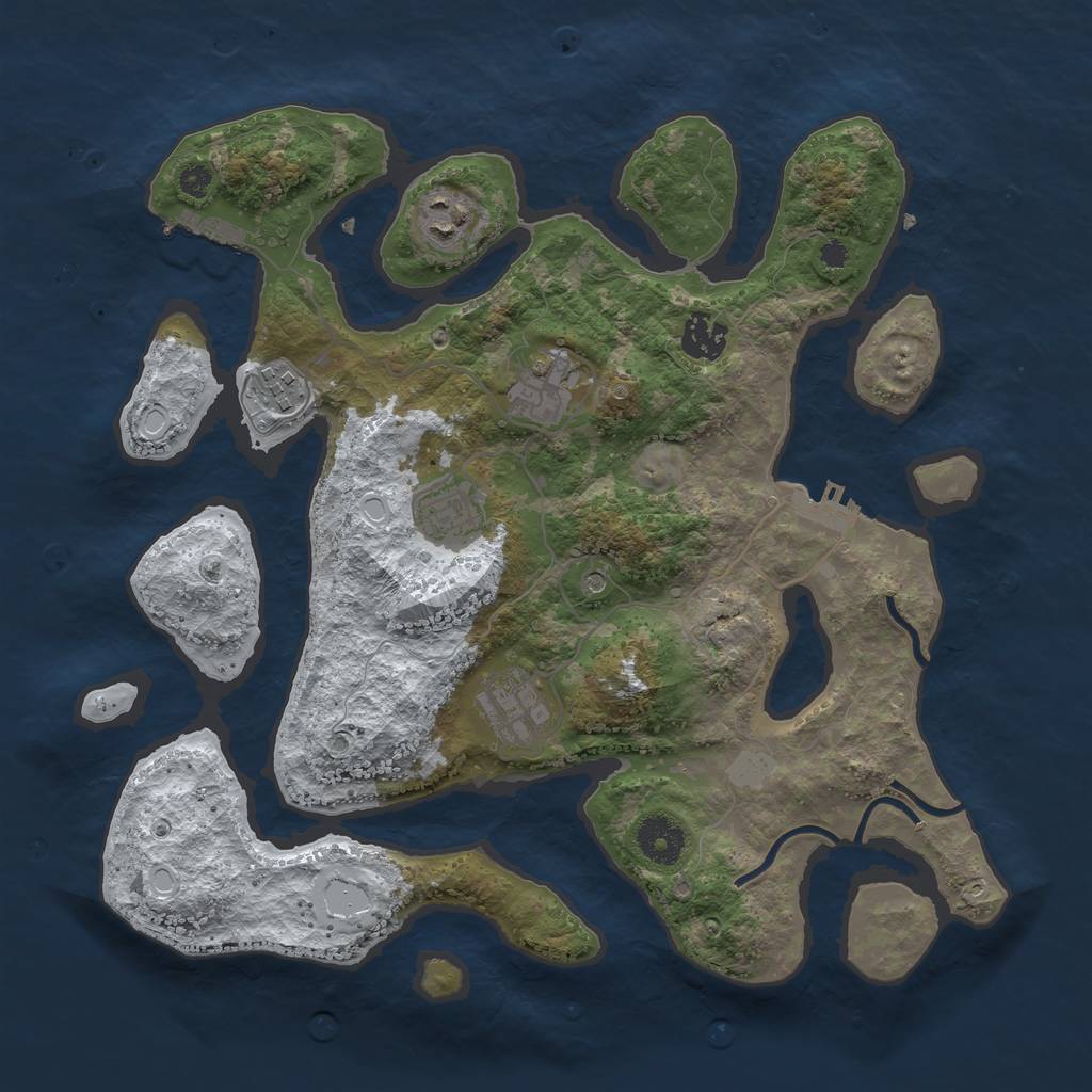 Rust Map: Procedural Map, Size: 3500, Seed: 1402487, 14 Monuments