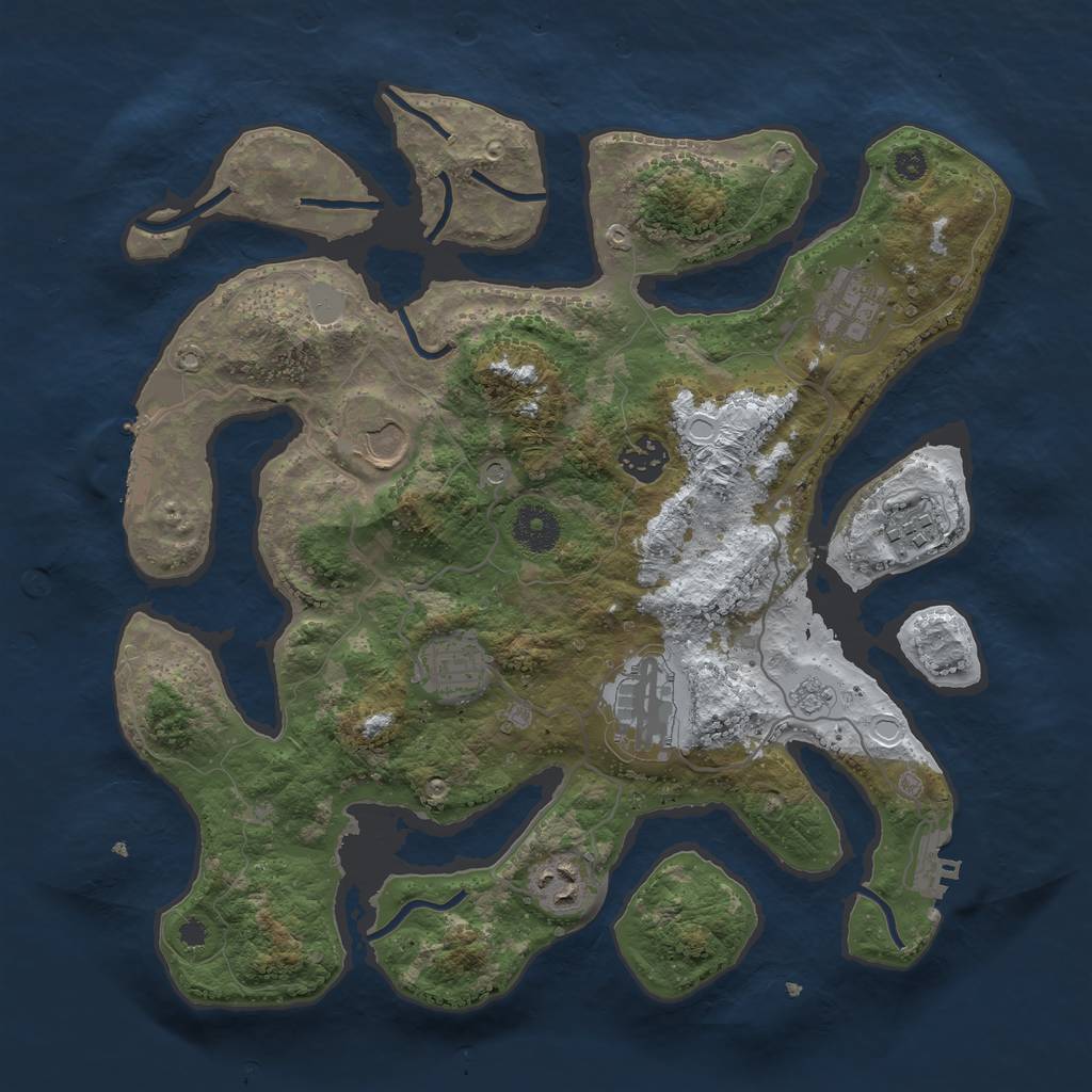 Rust Map: Procedural Map, Size: 3500, Seed: 1642419, 16 Monuments