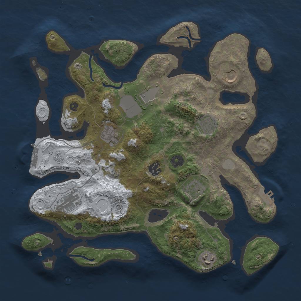 Rust Map: Procedural Map, Size: 3500, Seed: 5571466, 17 Monuments