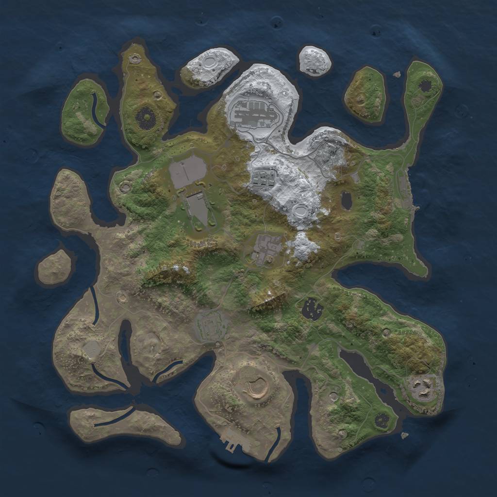 Rust Map: Procedural Map, Size: 3500, Seed: 4134254, 16 Monuments