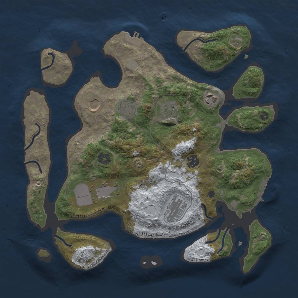 Rust Map: Procedural Map, Size: 3500, Seed: 3574348, 15 Monuments