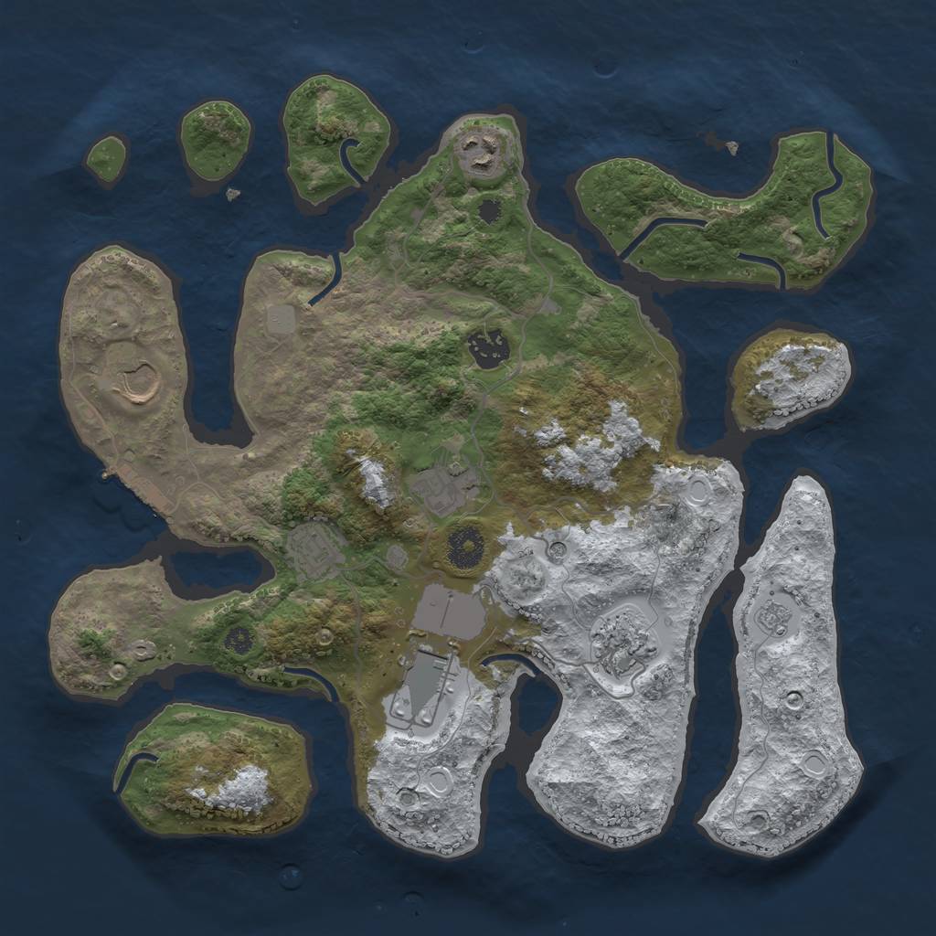 Rust Map: Procedural Map, Size: 3500, Seed: 5520021, 15 Monuments