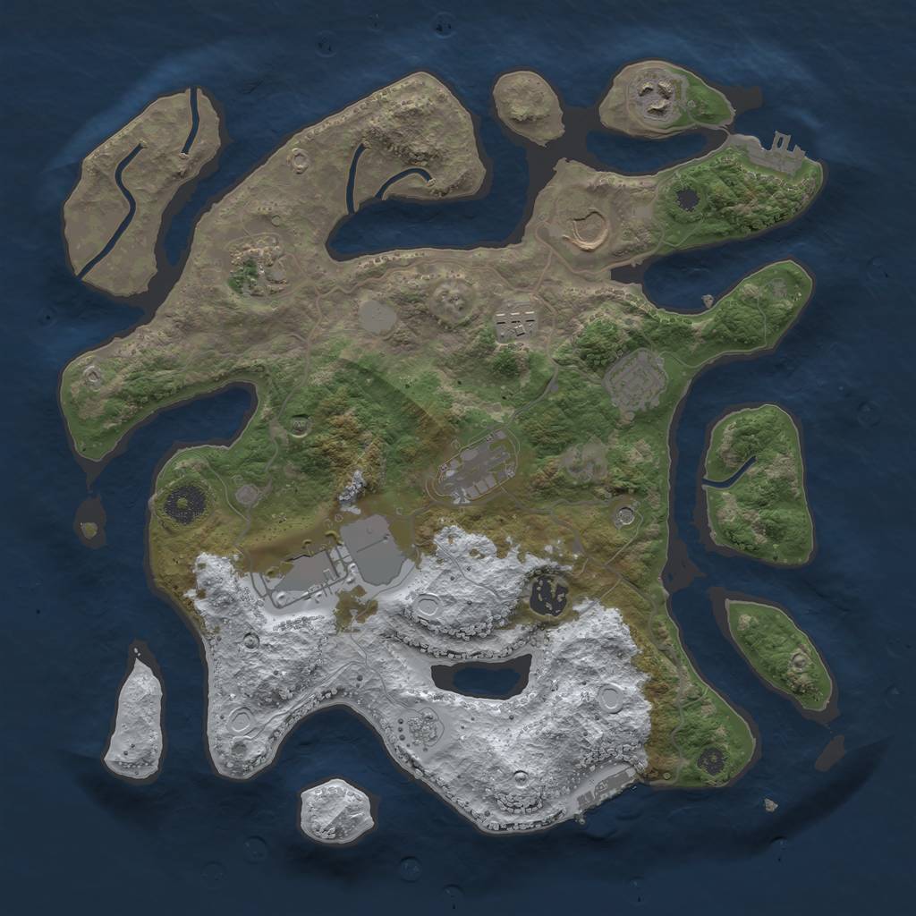 Rust Map: Procedural Map, Size: 3500, Seed: 3784244, 17 Monuments