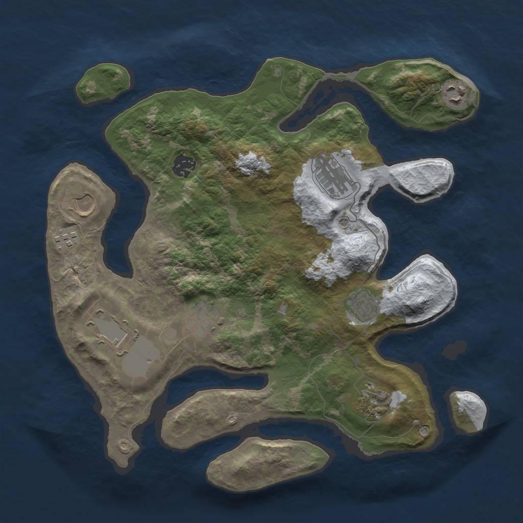 Rust Map: Barren, Size: 3500, Seed: 2765394, 12 Monuments