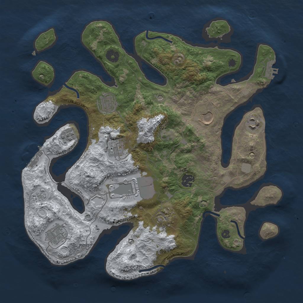 Rust Map: Procedural Map, Size: 3500, Seed: 3904252, 18 Monuments