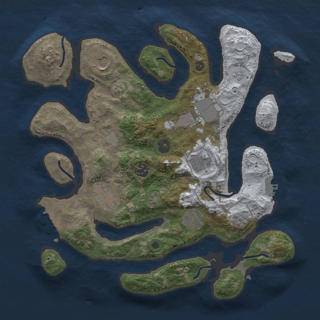 Rust Map: Procedural Map, Size: 3500, Seed: 5169042, 15 Monuments