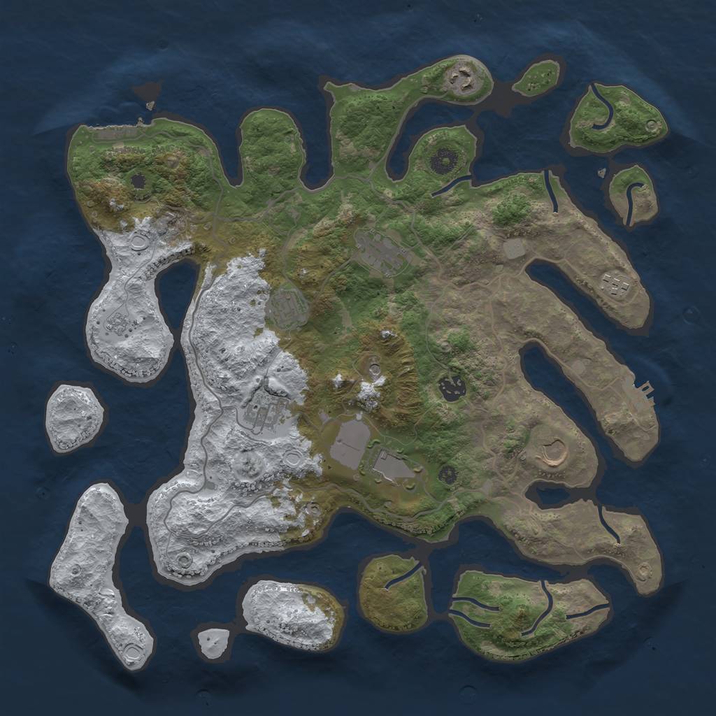 Rust Map: Procedural Map, Size: 4000, Seed: 891370, 17 Monuments