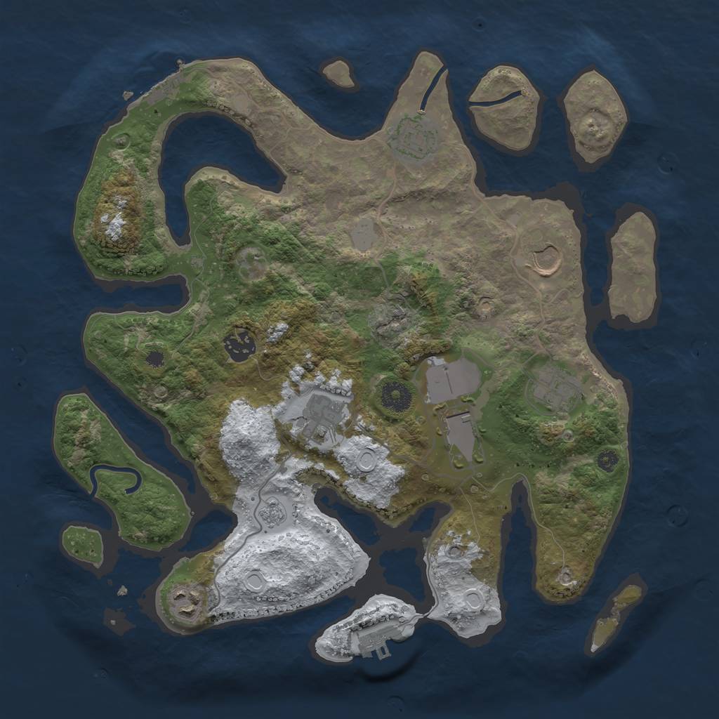 Rust Map: Procedural Map, Size: 3500, Seed: 3870225, 15 Monuments