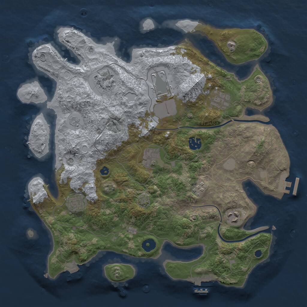 Rust Map: Procedural Map, Size: 3500, Seed: 3471656, 14 Monuments