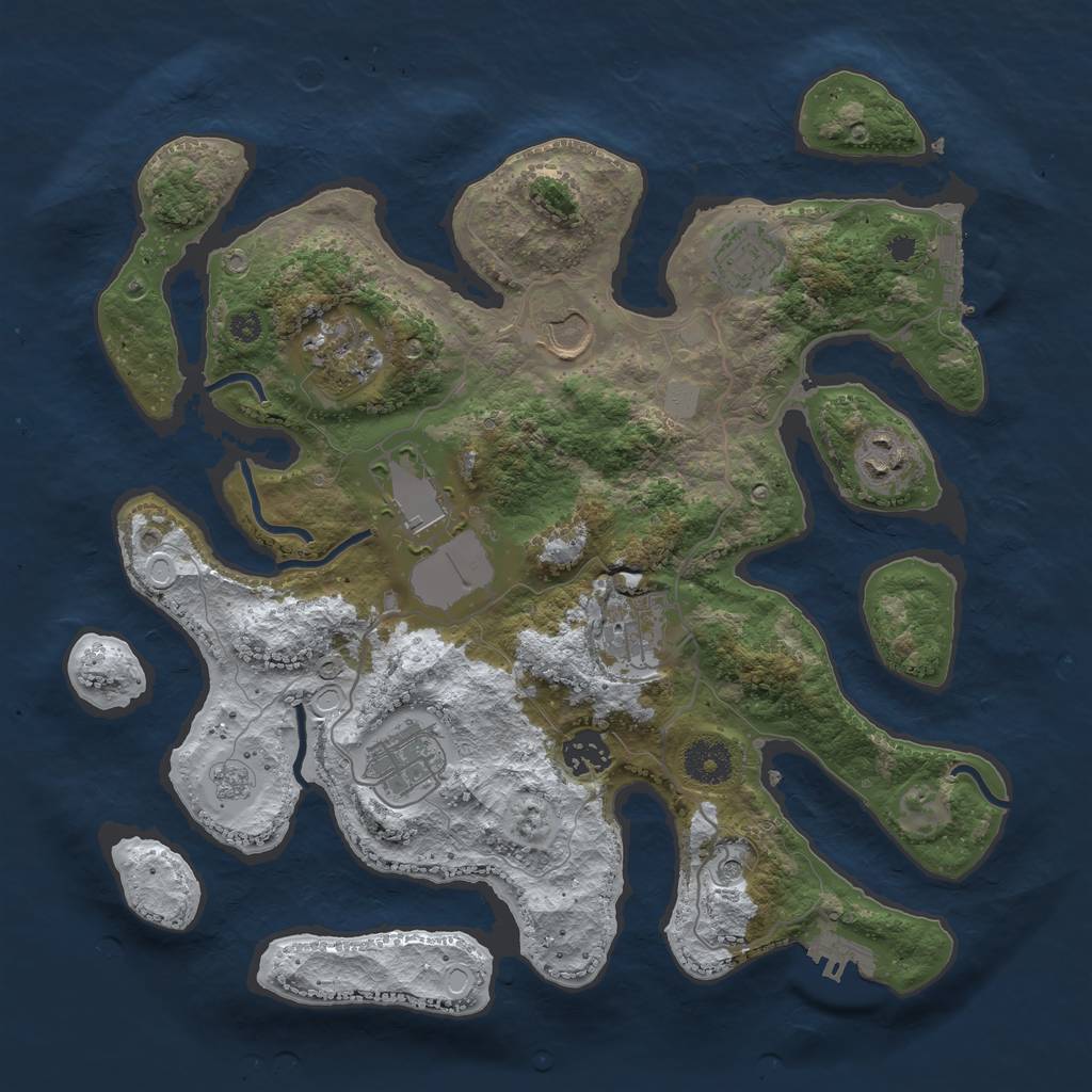 Rust Map: Procedural Map, Size: 3500, Seed: 3345900, 17 Monuments
