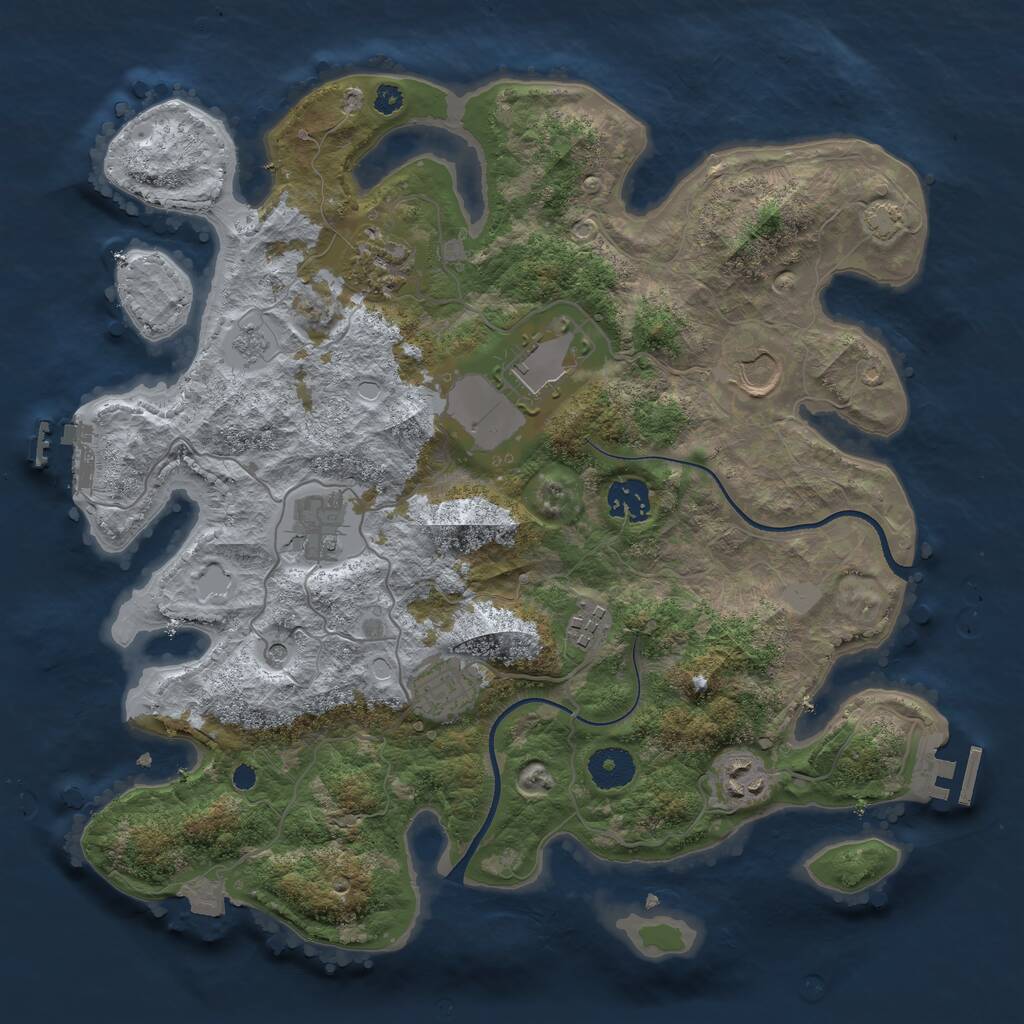 Rust Map: Procedural Map, Size: 3500, Seed: 3435300, 14 Monuments