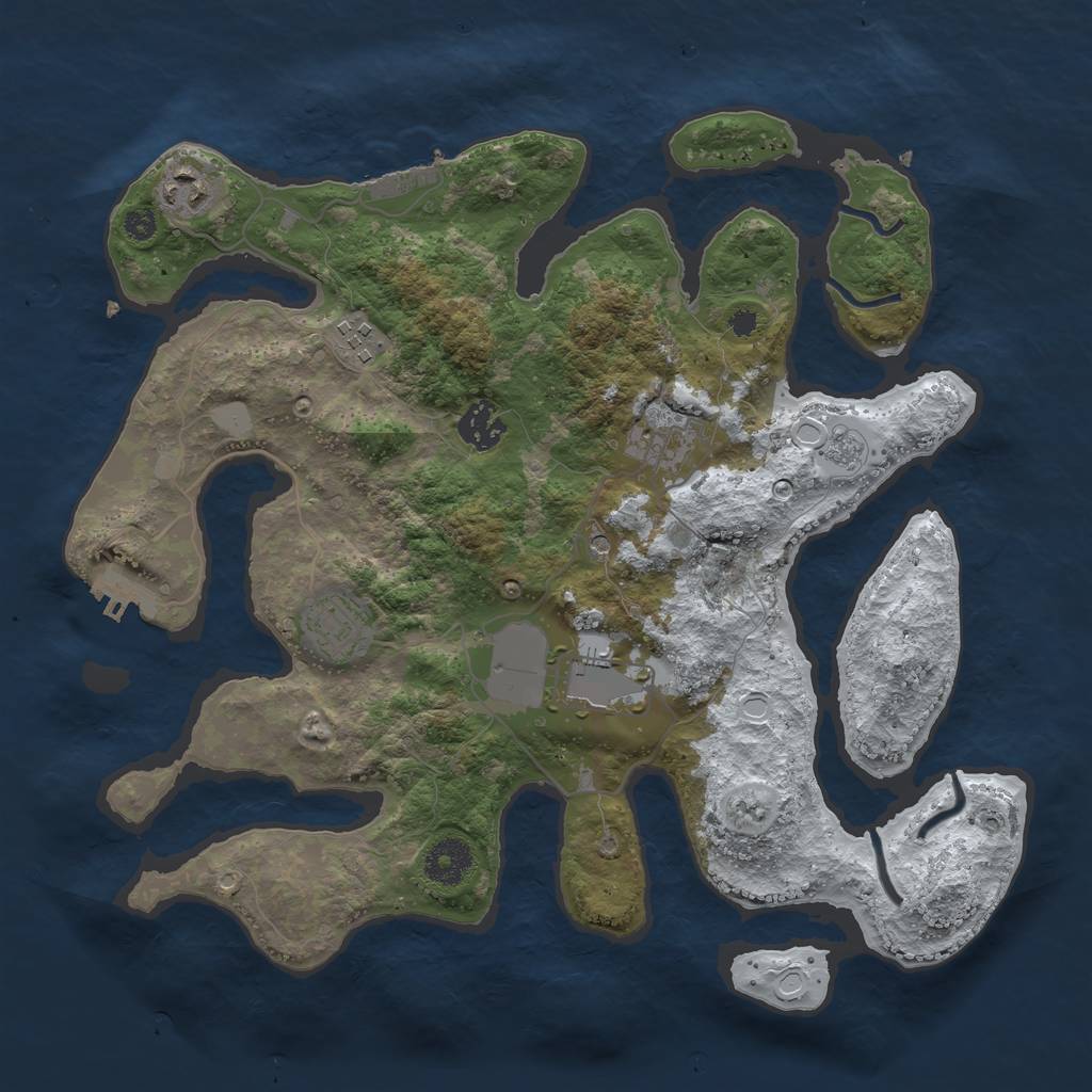 Rust Map: Procedural Map, Size: 3500, Seed: 1858304, 15 Monuments