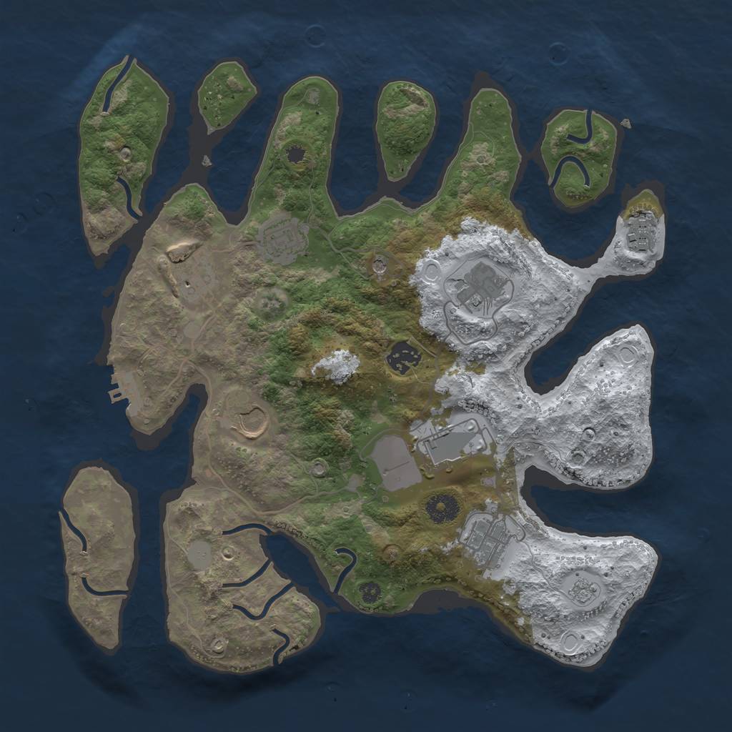 Rust Map: Procedural Map, Size: 3500, Seed: 5758281, 16 Monuments