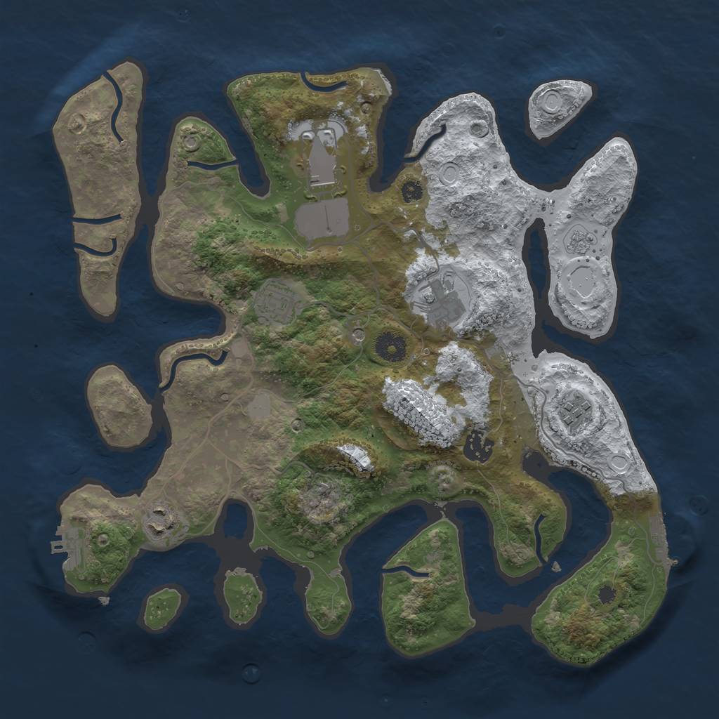 Rust Map: Procedural Map, Size: 3500, Seed: 4597285, 15 Monuments
