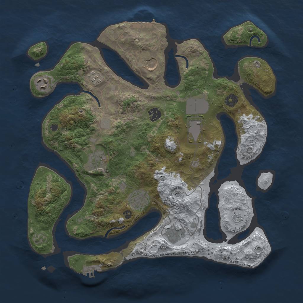 Rust Map: Procedural Map, Size: 3500, Seed: 6120880, 17 Monuments