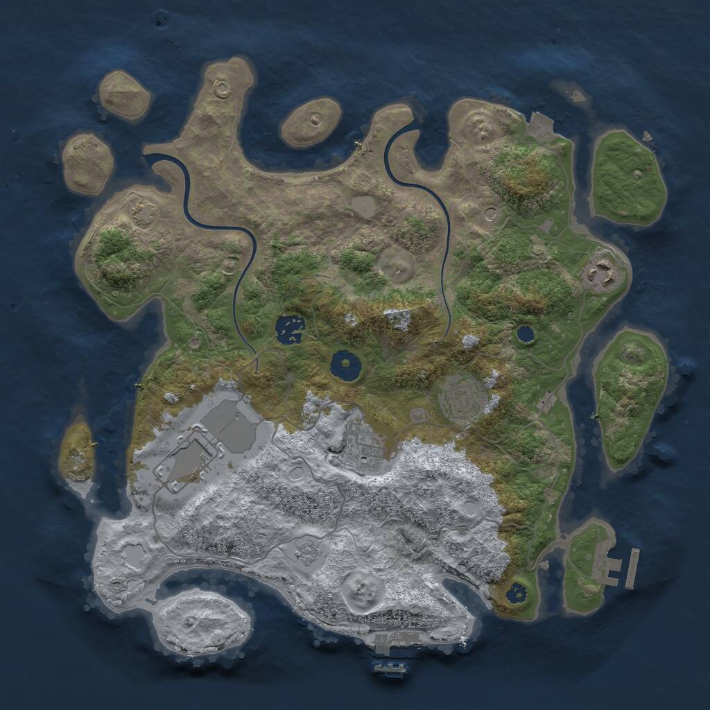 Rust Map: Procedural Map, Size: 3500, Seed: 6240354, 11 Monuments