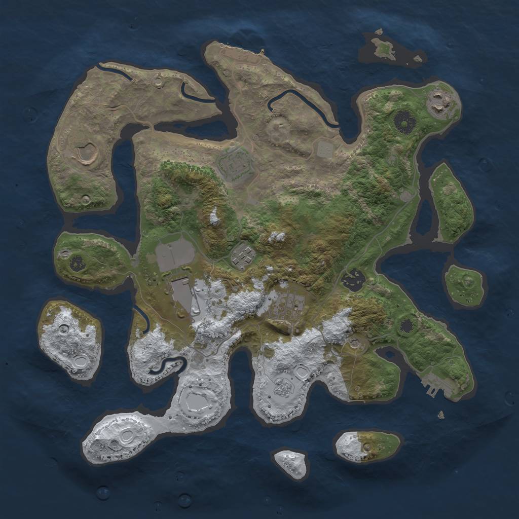 Rust Map: Procedural Map, Size: 3500, Seed: 5566800, 16 Monuments