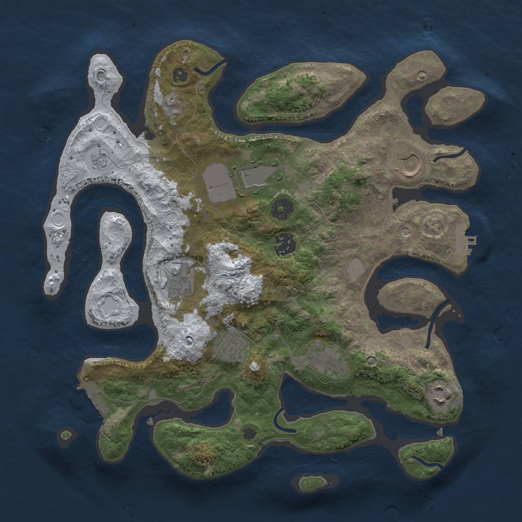 Rust Map: Procedural Map, Size: 3500, Seed: 2576764, 16 Monuments