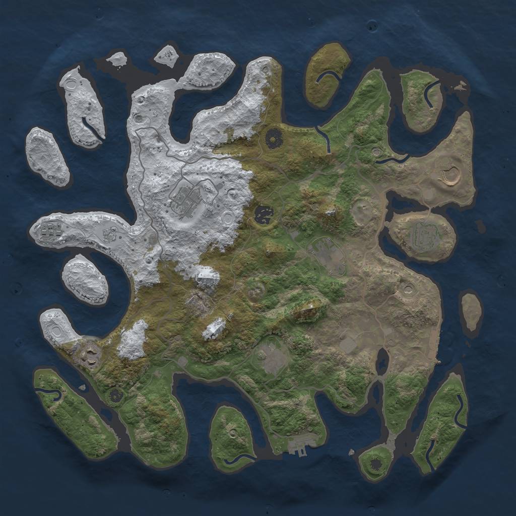 Rust Map: Procedural Map, Size: 4000, Seed: 800279, 17 Monuments