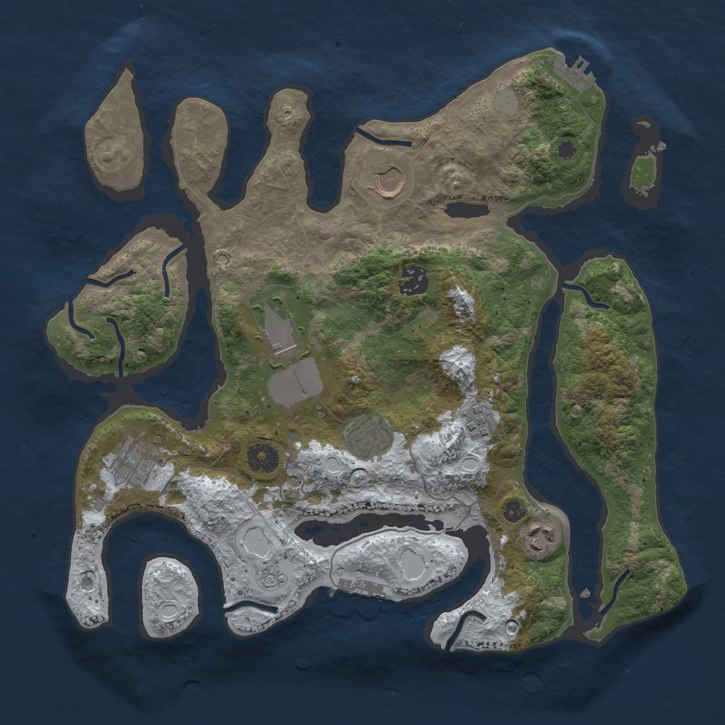 Rust Map: Procedural Map, Size: 3500, Seed: 3608810, 16 Monuments