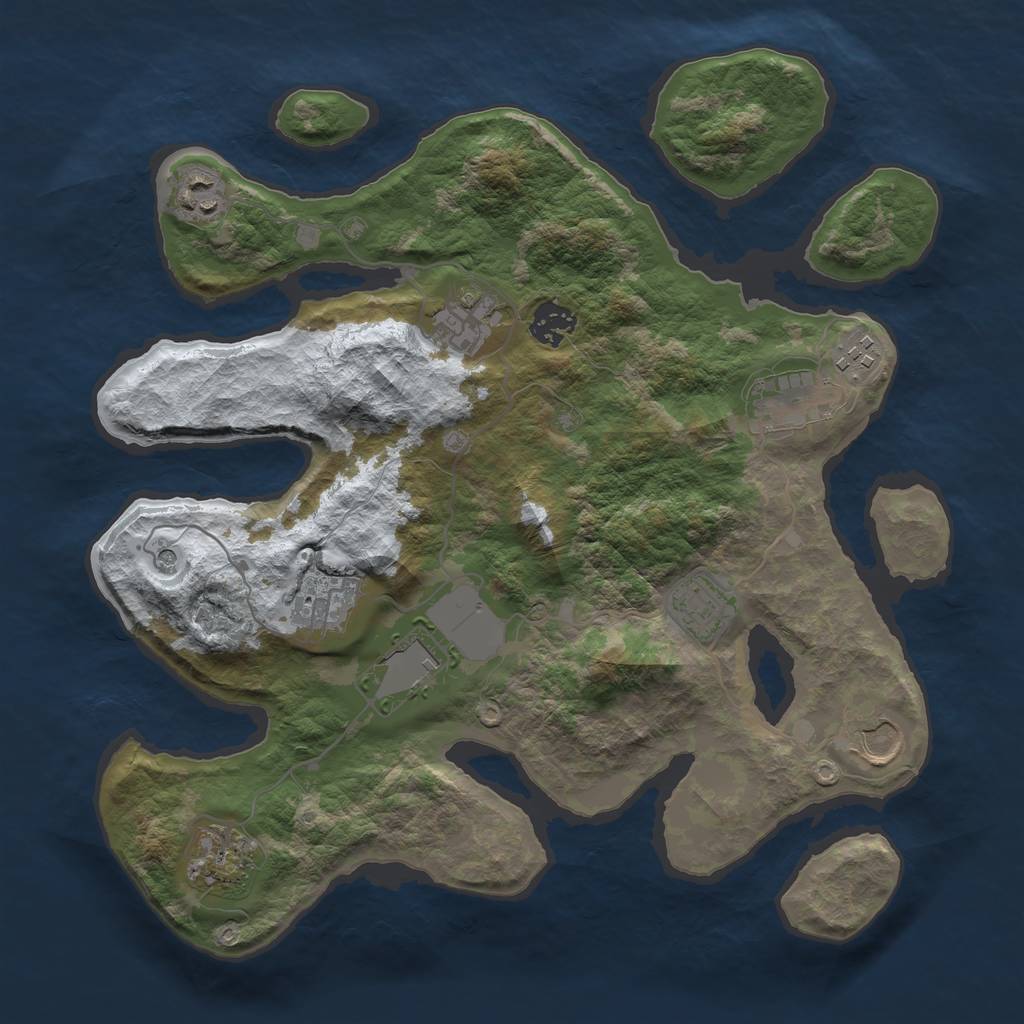 Rust Map: Barren, Size: 3500, Seed: 2798072, 13 Monuments
