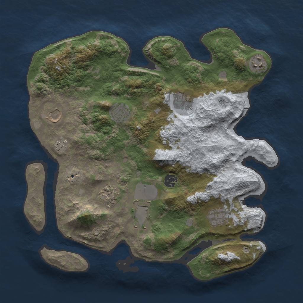 Rust Map: Barren, Size: 3500, Seed: 5260622, 12 Monuments