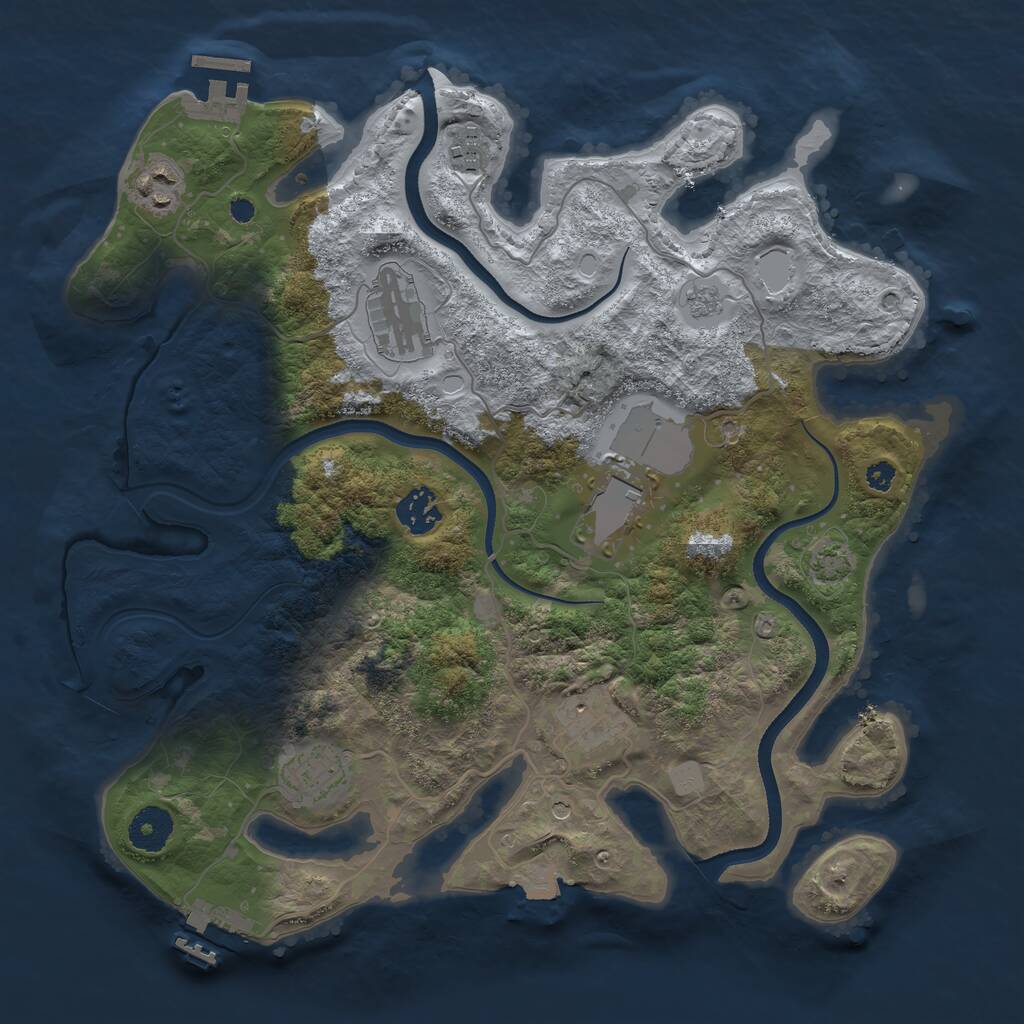 Rust Map: Procedural Map, Size: 3500, Seed: 1347151, 13 Monuments