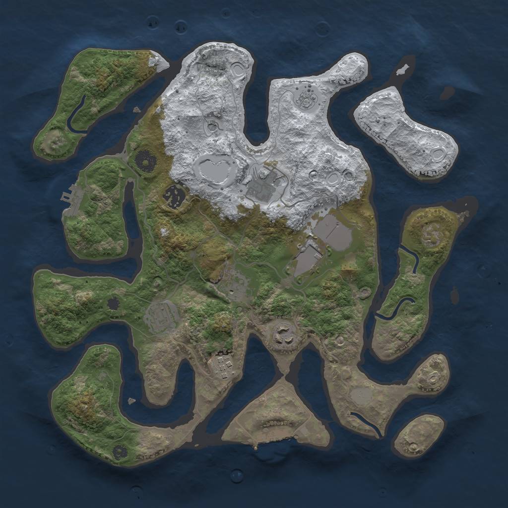 Rust Map: Procedural Map, Size: 3500, Seed: 1347151, 16 Monuments