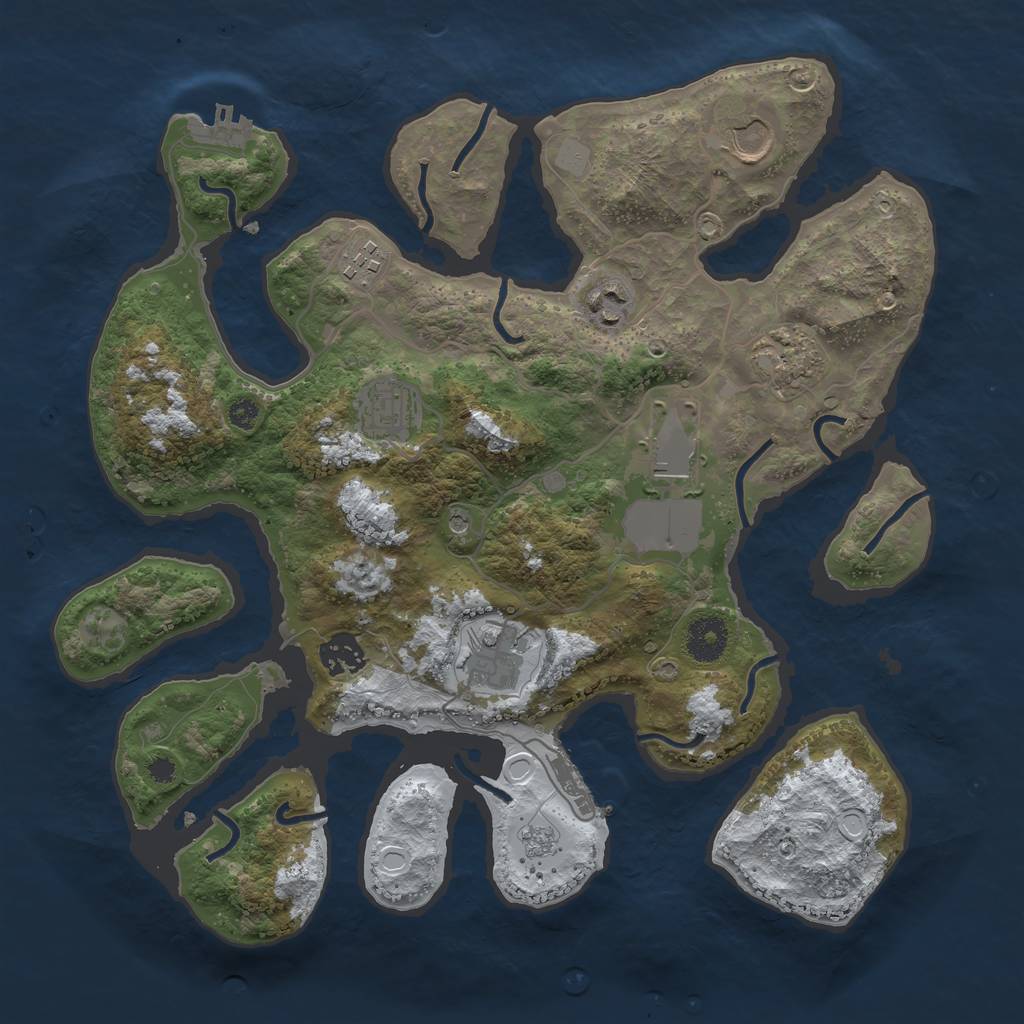 Rust Map: Procedural Map, Size: 3500, Seed: 3717351, 17 Monuments