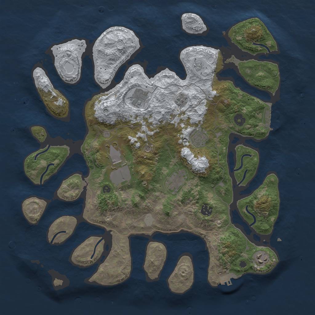 Rust Map: Procedural Map, Size: 4000, Seed: 913575, 16 Monuments