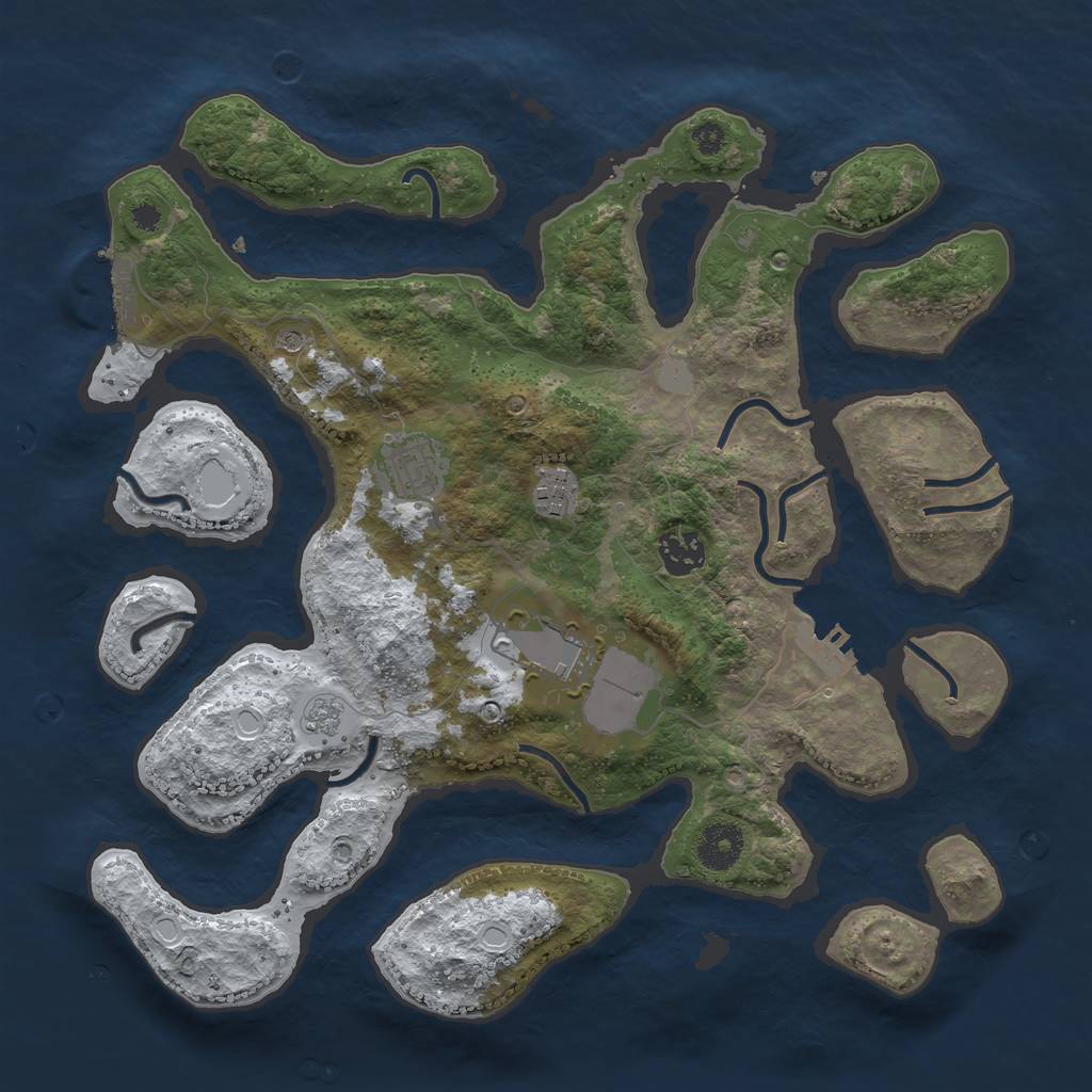Rust Map: Procedural Map, Size: 3500, Seed: 3151528, 13 Monuments