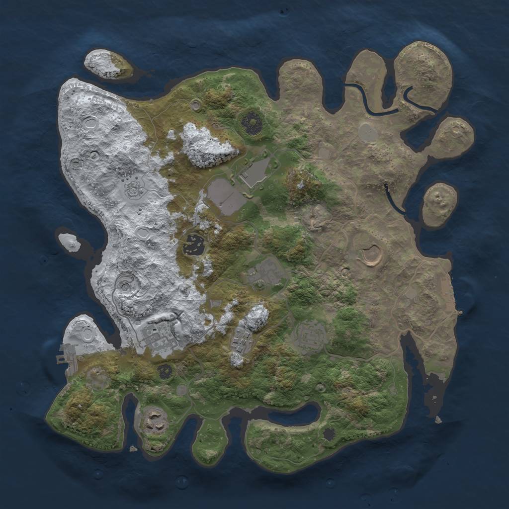 Rust Map: Procedural Map, Size: 3500, Seed: 3626108, 17 Monuments