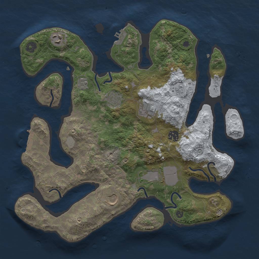 Rust Map: Procedural Map, Size: 3500, Seed: 4522602, 16 Monuments