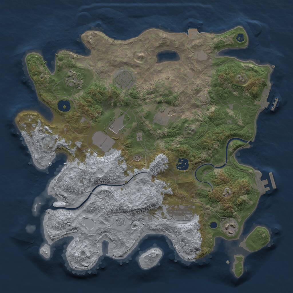 Rust Map: Procedural Map, Size: 3500, Seed: 5499095, 13 Monuments