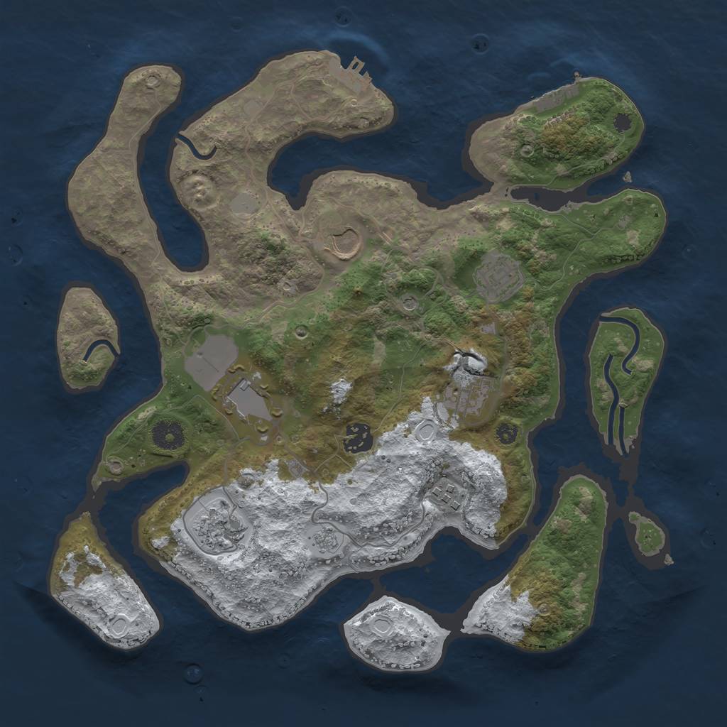 Rust Map: Procedural Map, Size: 3500, Seed: 1751123, 16 Monuments