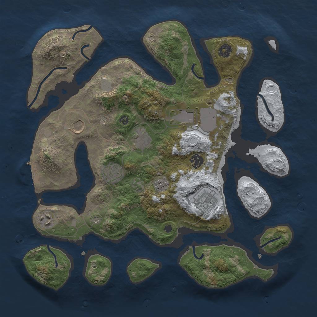 Rust Map: Procedural Map, Size: 3500, Seed: 3406149, 15 Monuments