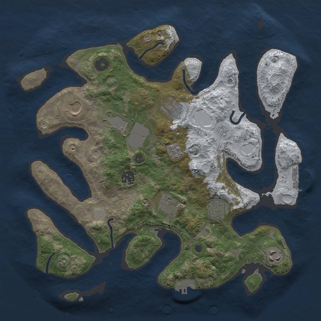 Rust Map: Procedural Map, Size: 3500, Seed: 3261329, 17 Monuments