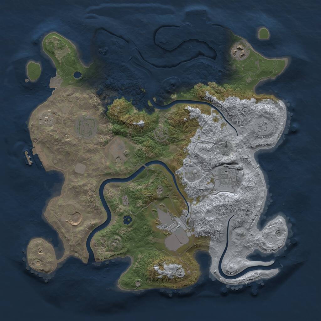 Rust Map: Procedural Map, Size: 3500, Seed: 2134101116, 13 Monuments