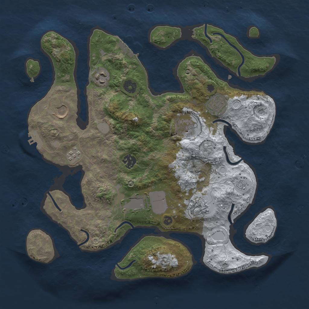 Rust Map: Procedural Map, Size: 3500, Seed: 2134101116, 17 Monuments