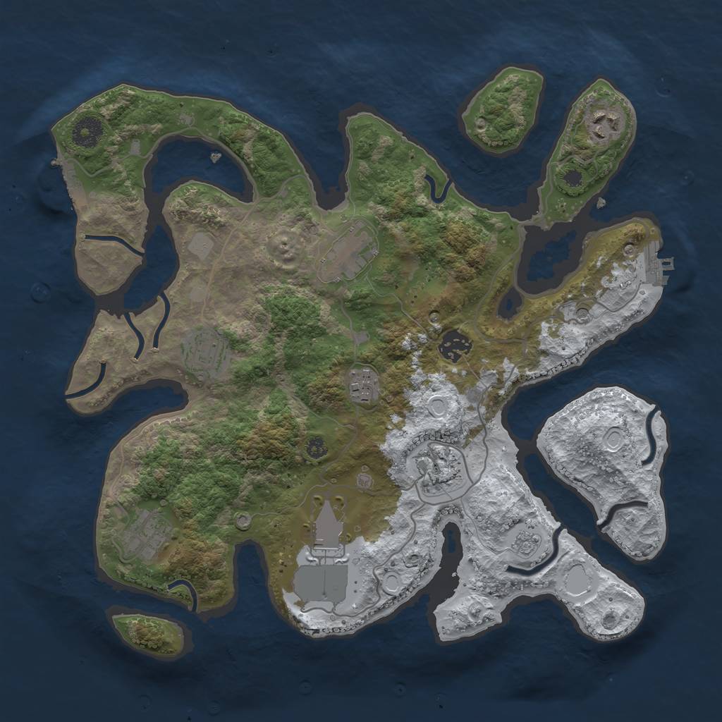 Rust Map: Procedural Map, Size: 3500, Seed: 3808579, 17 Monuments